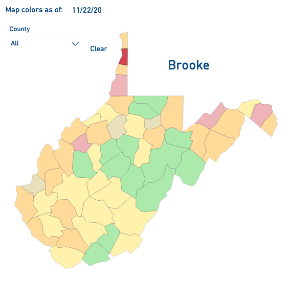 Brooke County joins Marshall County as ‘Red’ on state’s COVID19 map